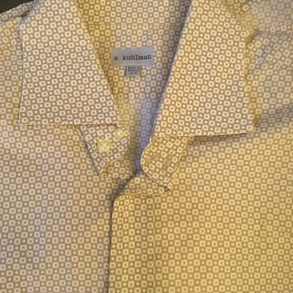 S. Kuhlman Button Down in Tan / Cream micro check